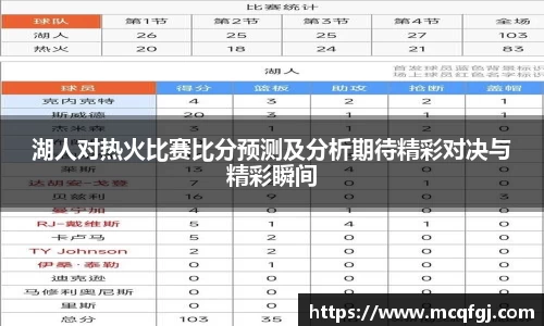 湖人对热火比赛比分预测及分析期待精彩对决与精彩瞬间