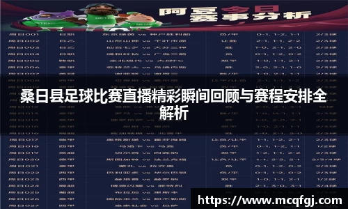 桑日县足球比赛直播精彩瞬间回顾与赛程安排全解析